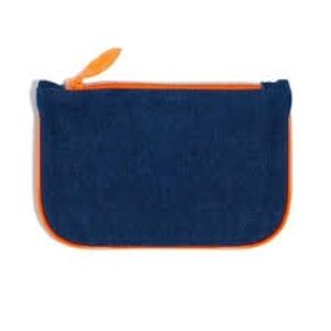Ipsy Glam Bag Denim Blue w/ Orange Trim Makeup Pouch